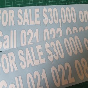for sale car sticker vinyl decal white text 280mm wide