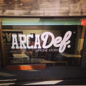 arca def offline store window sticker white decal