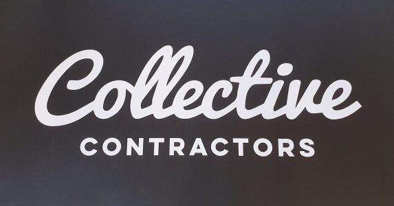 sign stencils using vinyl die cut stickers, example for collective contractors